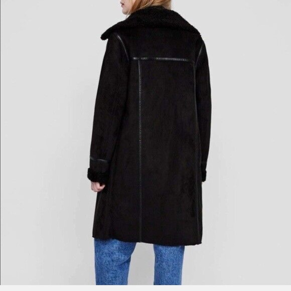ZARA LONG FAUX SUEDE COAT JACKET size S - Picture 1 of 16